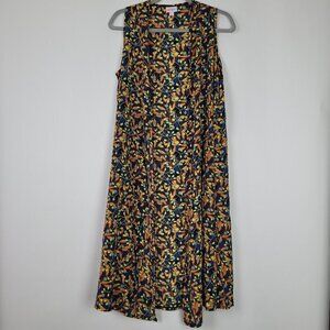 NWT Lularoe Joy Blue Floral/Vine Print Kimono Duster Vest Topper S